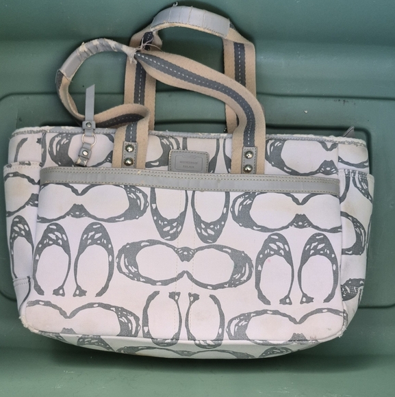 Coach Gray and Cream Signature Tote Bag - Picture 1 of 13